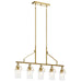 Everett Five Light Linear Chandelier in Brushed Brass