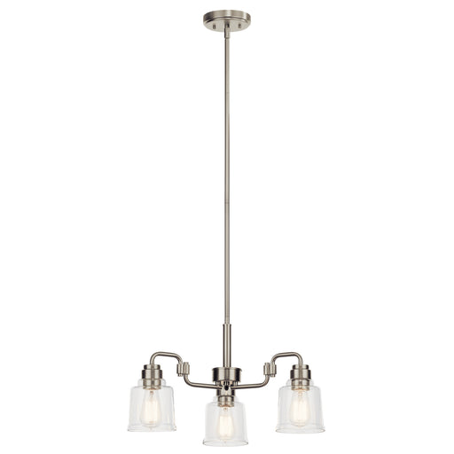 Aivian Three Light Chandelier in Nickel Textured