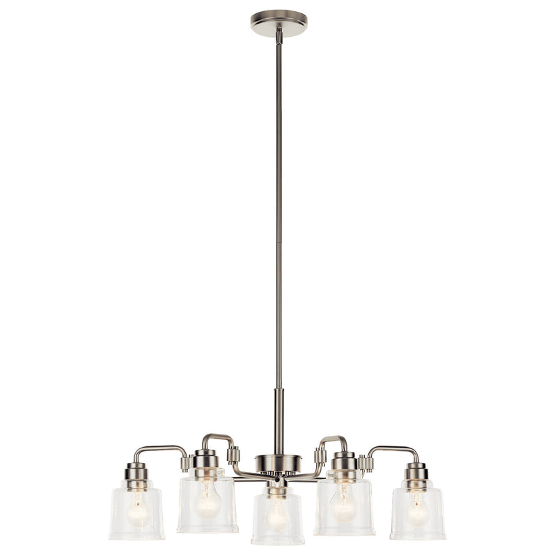 Aivian Five Light Chandelier in Nickel Textured