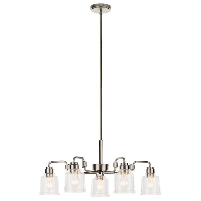 Aivian Five Light Chandelier in Nickel Textured