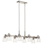 Aivian Eight Light Linear Chandelier in Nickel Textured