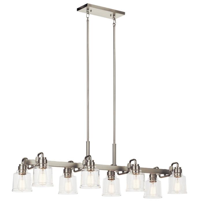 Aivian Eight Light Linear Chandelier in Nickel Textured