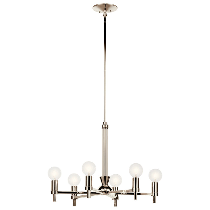 Torvee Six Light Chandelier in Nickel Textured