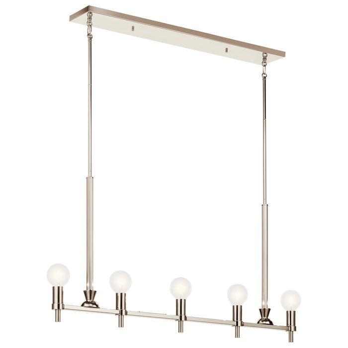 Torvee Five Light Linear Chandelier in Nickel Textured