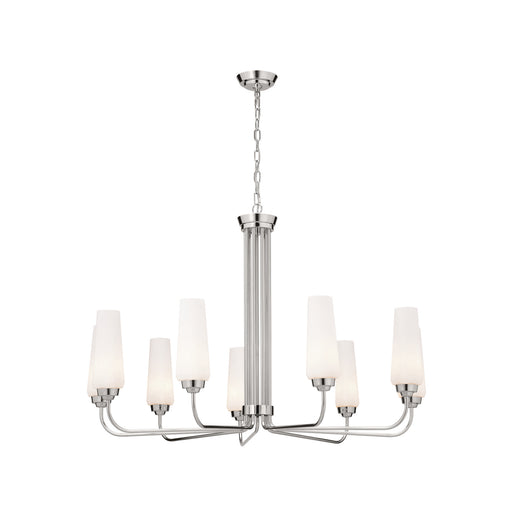 Truby Nine Light Chandelier in Polished Nickel