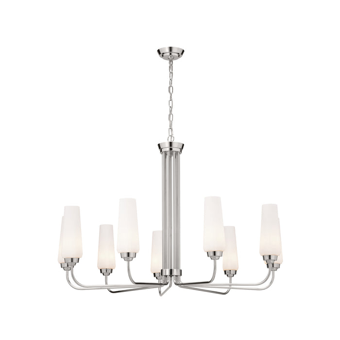 Truby Nine Light Chandelier in Polished Nickel