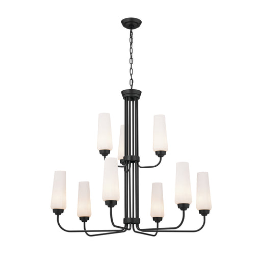 Truby Nine Light Chandelier in Black