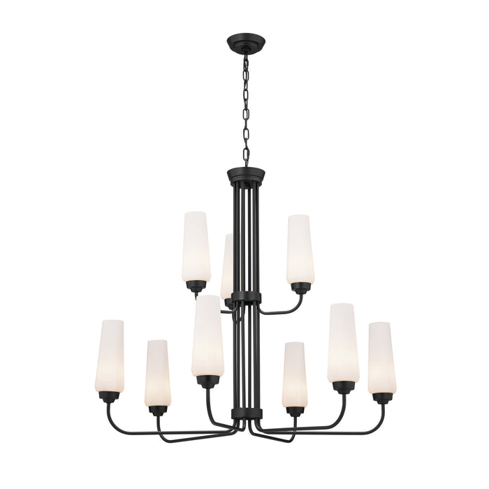 Truby Nine Light Chandelier in Black