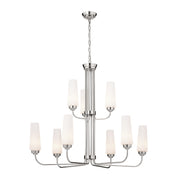 Truby Nine Light Chandelier in Polished Nickel