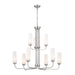 Truby Nine Light Chandelier in Polished Nickel