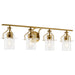 Everett Four Light Bath in Brushed Brass