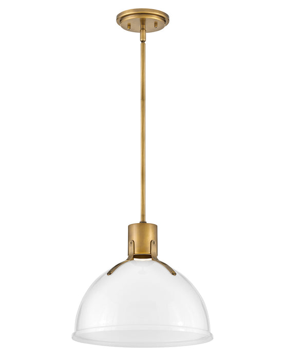 Argo LED Pendant in Heritage Brass with Cased Opal Glass