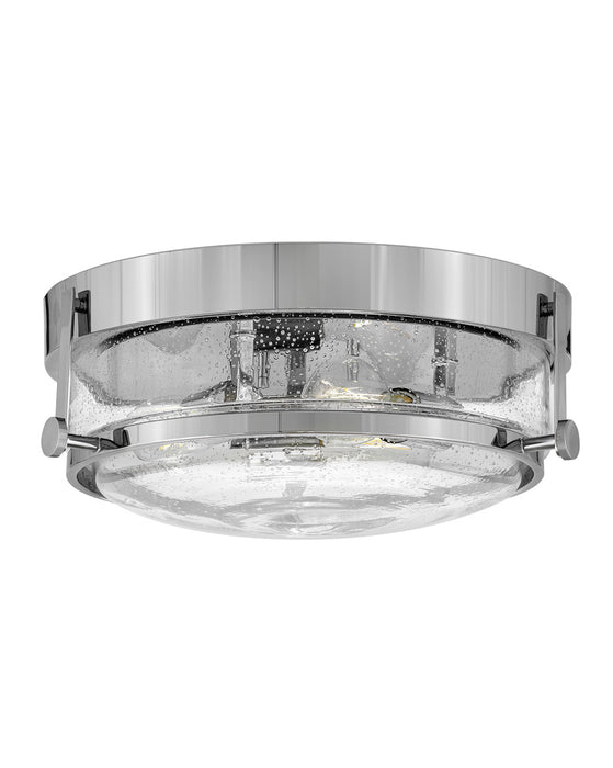 Harper LED Flush Mount in Chrome with Clear Seedy glass