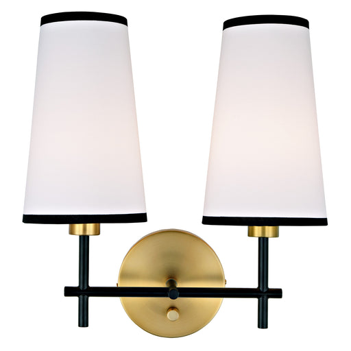 Jordan 2-Light Wall Sconce in Satin Brass & Black