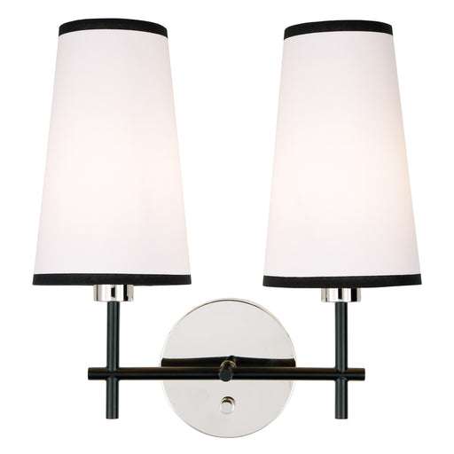 Jordan 2-Light Wall Sconce in Polished Nickel & Black