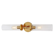 Maeve Tall Clear Glass 2-Light Sconce in Satin Brass