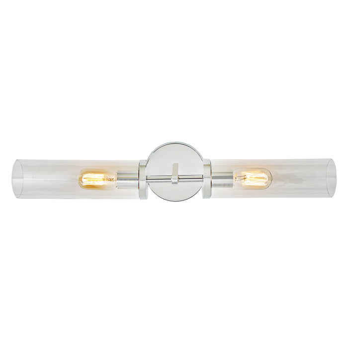 Maeve Tall Clear Glass 2-Light Sconce in Polished Nickel