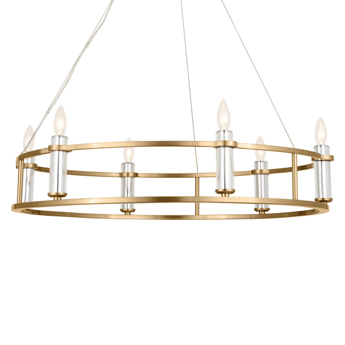 Rosalind Six Light Chandelier in Brushed Natural Brass