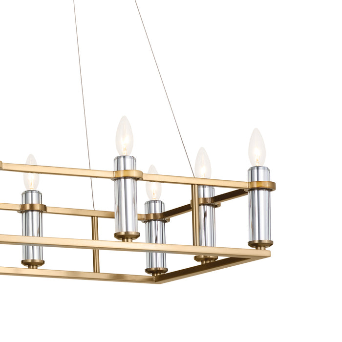 Rosalind 12 Light Linear Chandelier in Brushed Natural Brass