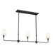 Pallas Three Light Linear Chandelier in Black