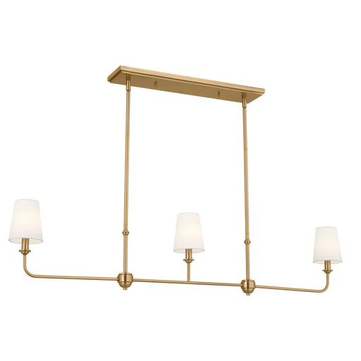 Pallas Three Light Linear Chandelier in Brushed Natural Brass