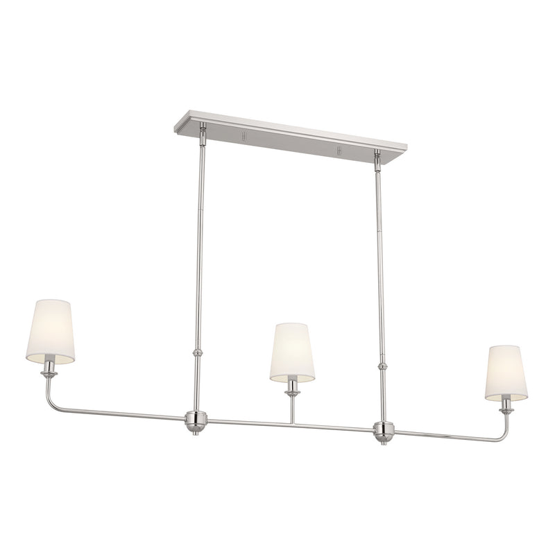 Pallas Three Light Linear Chandelier in Polished Nickel