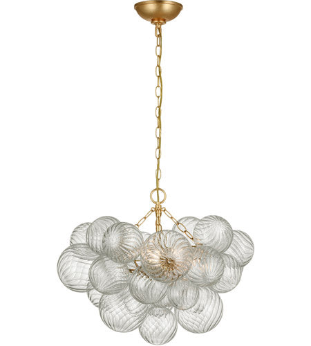 Talia LED Chandelier in Gild and Clear Swirled Glass