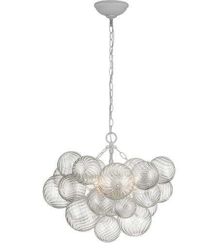 Talia LED Chandelier in Plaster White and Clear Swirled Glass