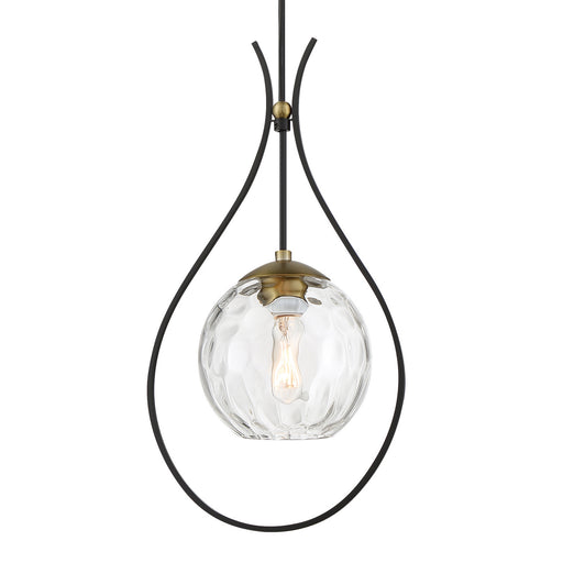 Cody One Light Mini Pendant in Coal And Soft Brass