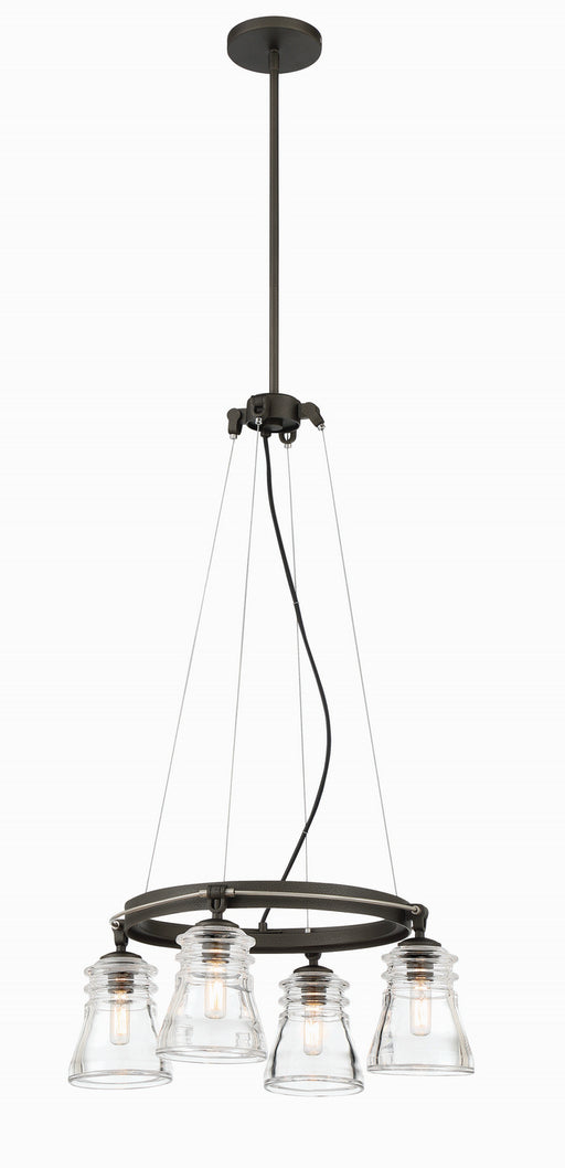 Graham Avenue Four Light Chandelier in Smoked Iron And Brushed Nickel