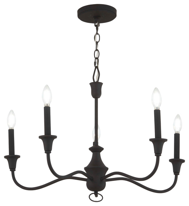 Halifax County Five Light Chandelier in Textured Black