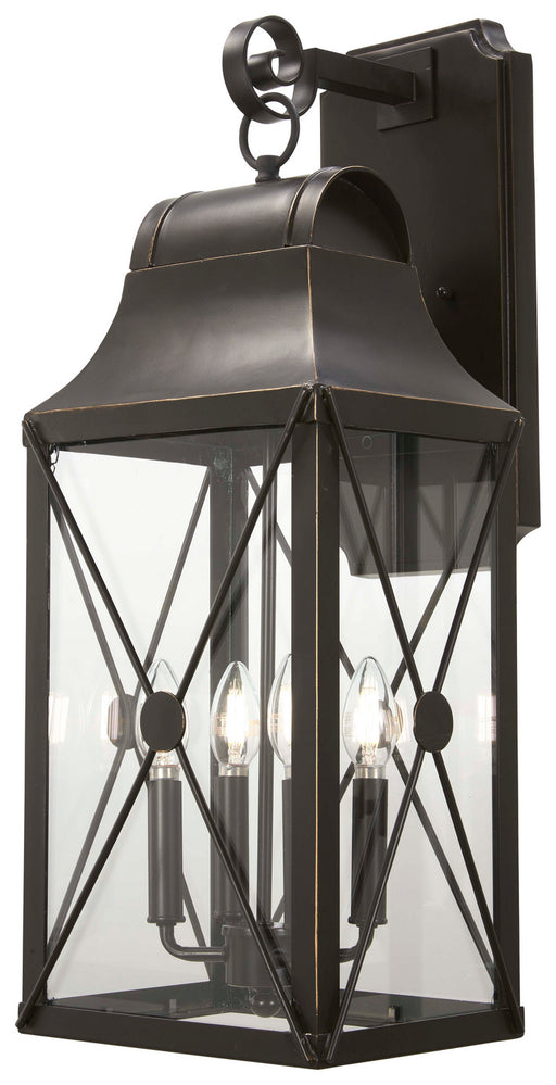 De Luz Four Light Outdoor Wall Mount in Oil Rubbed Bronze W/ Gold High
