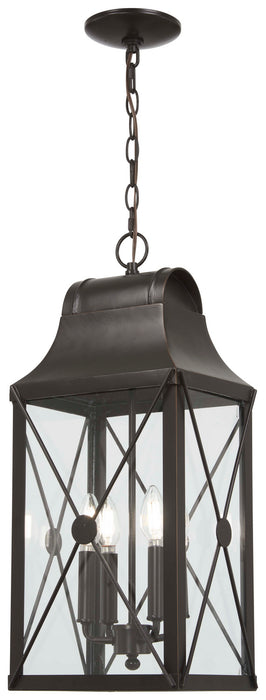 De Luz Four Light Outdoor Chain Hung in Oil Rubbed Bronze W/ Gold High