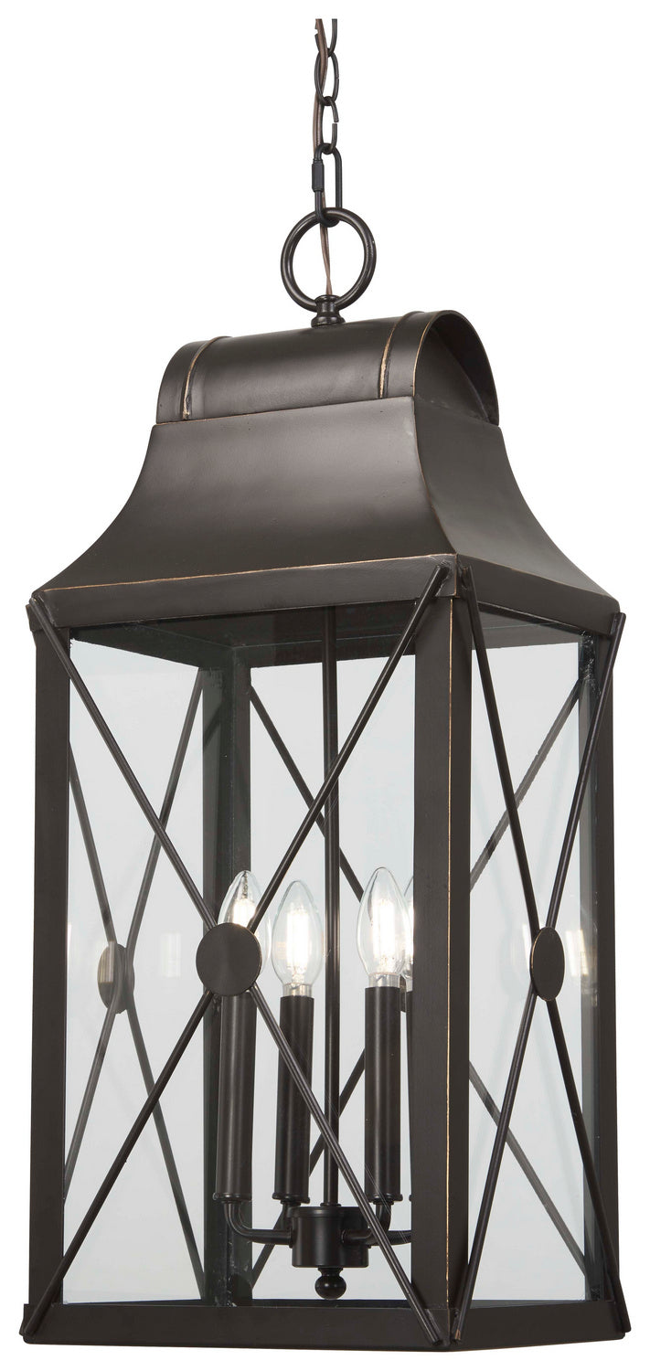 De Luz Four Light Outdoor Chain Hung in Oil Rubbed Bronze W/ Gold High