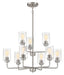 Stowe Nine Light Chandelier in Brushed Polished Nickel