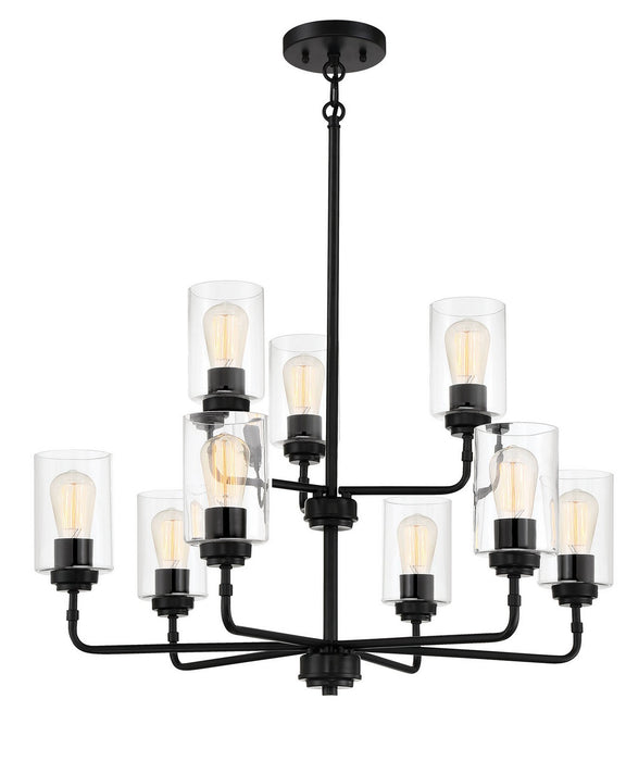 Stowe Nine Light Chandelier in Flat Black