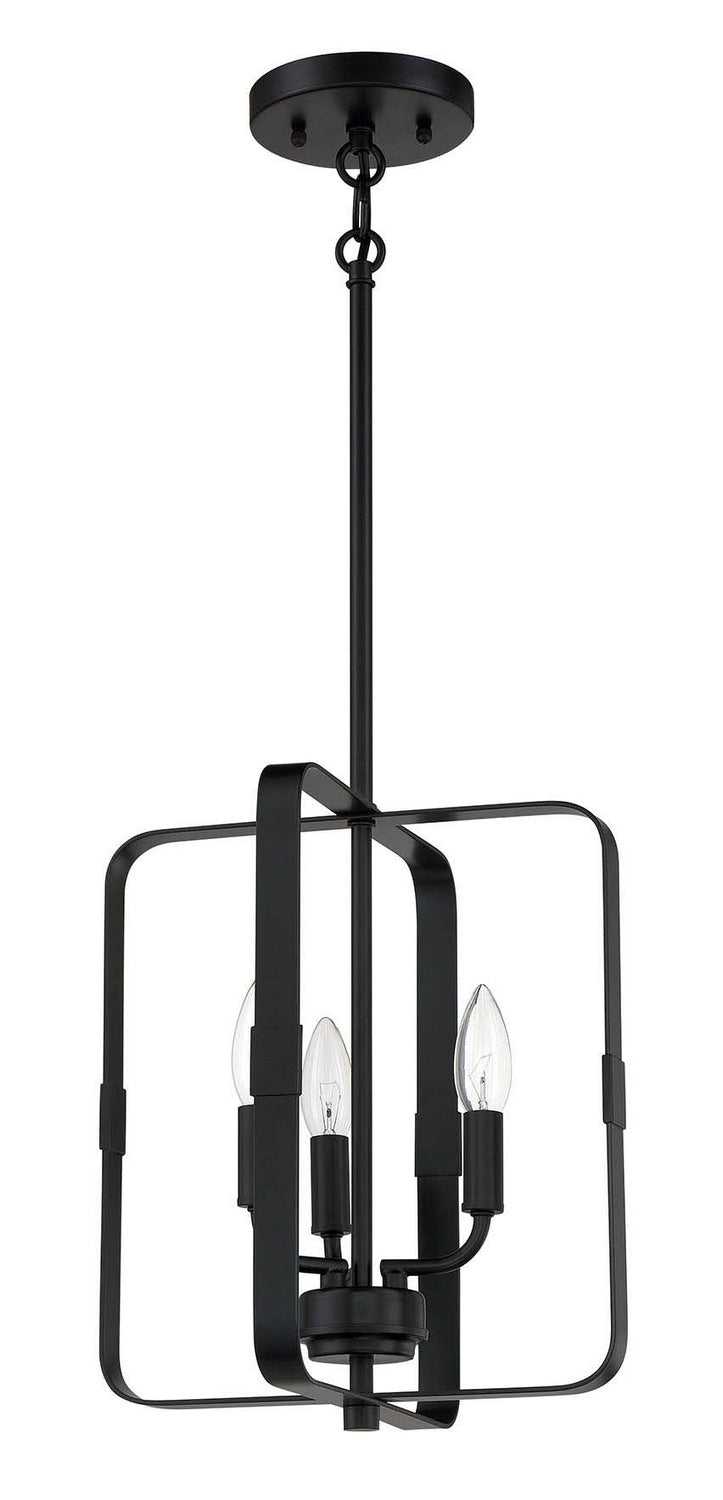 Stowe Three Light Foyer Pendant in Flat Black