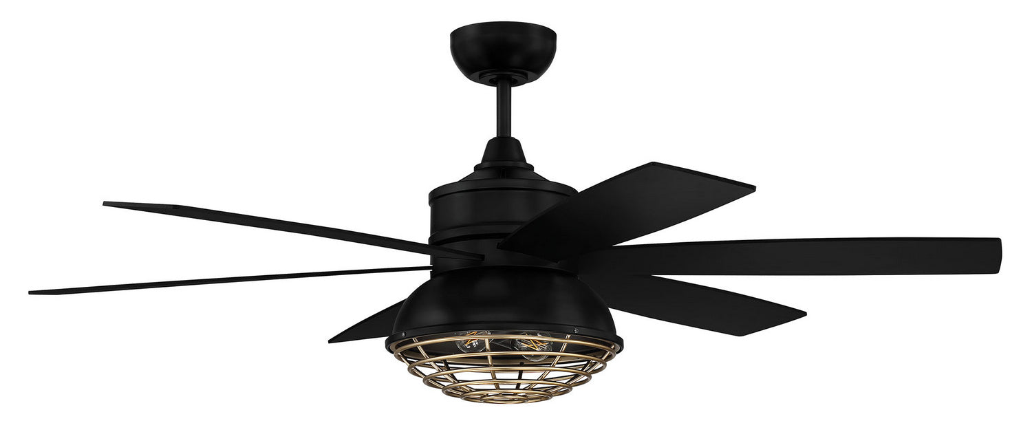 Rugged 52" Ceiling Fan in Flat Black/Satin Brass