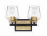 Avante Grand Two Light Vanity in Flat Black/Satin Brass
