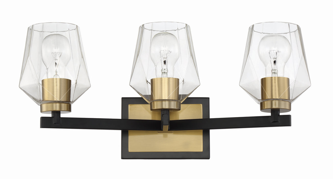Avante Grand Three Light Vanity in Flat Black/Satin Brass