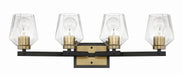 Avante Grand Four Light Vanity in Flat Black/Satin Brass