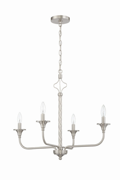Jolenne Four Light Chandelier in Brushed Polished Nickel