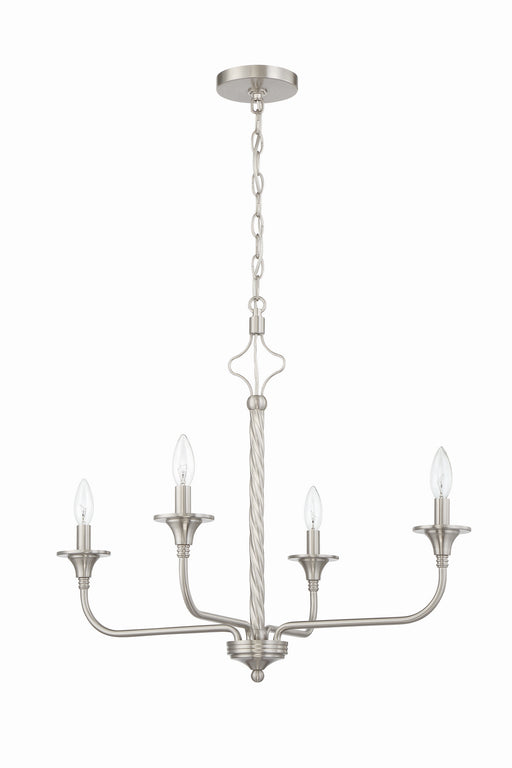 Jolenne Four Light Chandelier in Brushed Polished Nickel