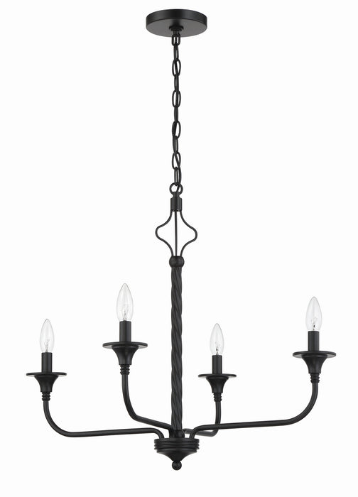 Jolenne Four Light Chandelier in Flat Black