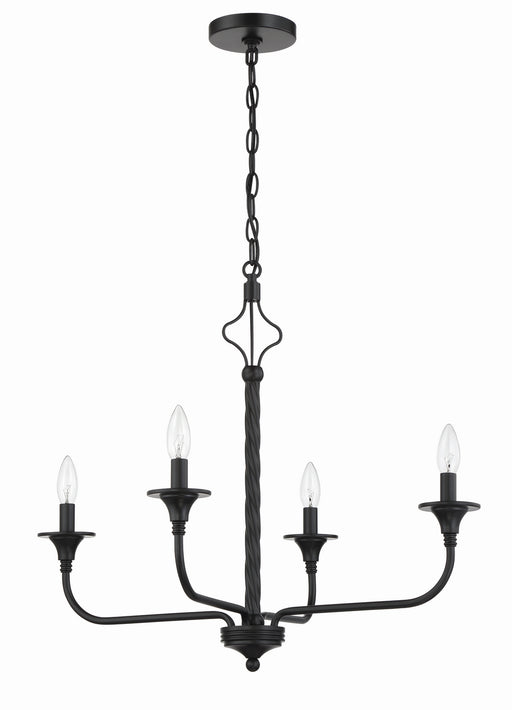 Jolenne Four Light Chandelier in Flat Black