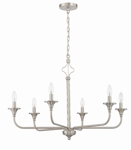 Jolenne Six Light Chandelier in Brushed Polished Nickel