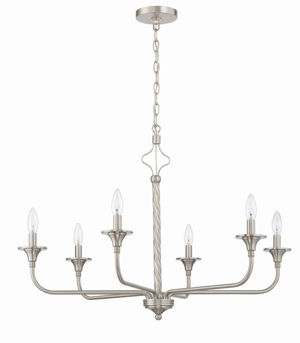 Jolenne Six Light Chandelier in Brushed Polished Nickel
