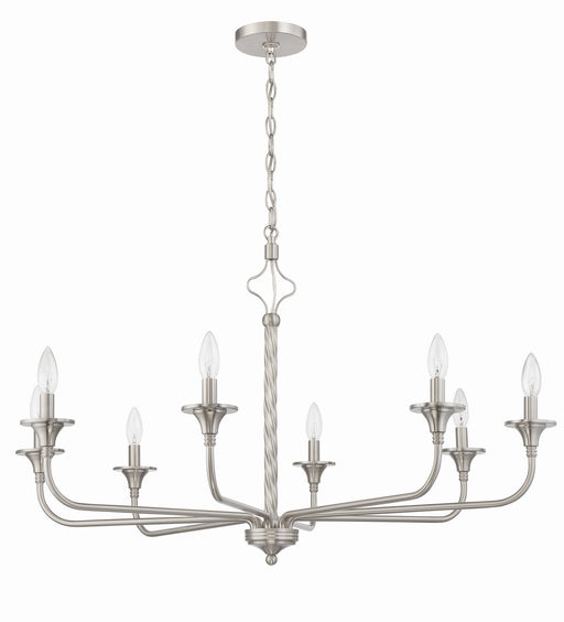 Jolenne Eight Light Chandelier in Brushed Polished Nickel
