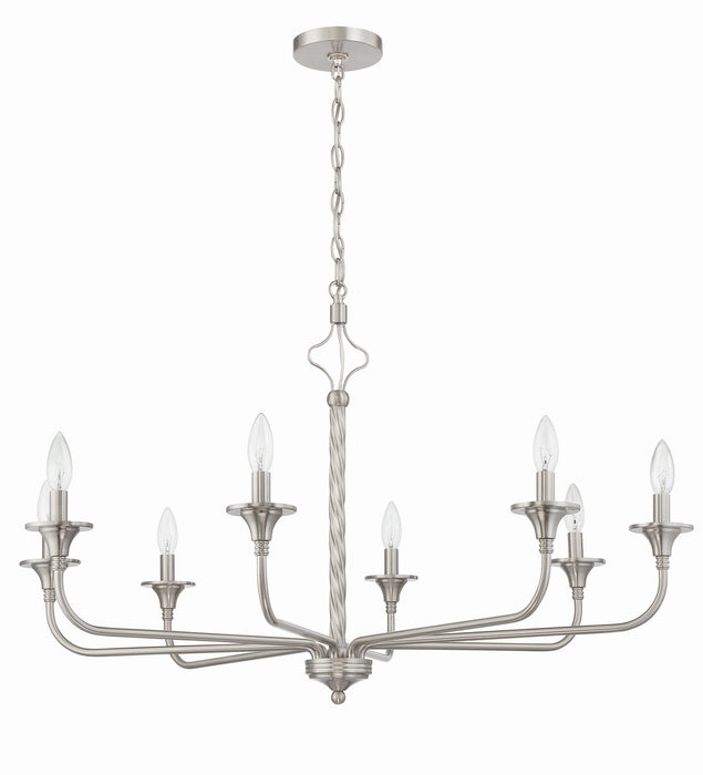 Jolenne Eight Light Chandelier in Brushed Polished Nickel