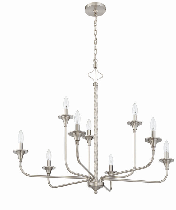 Jolenne Nine Light Chandelier in Brushed Polished Nickel